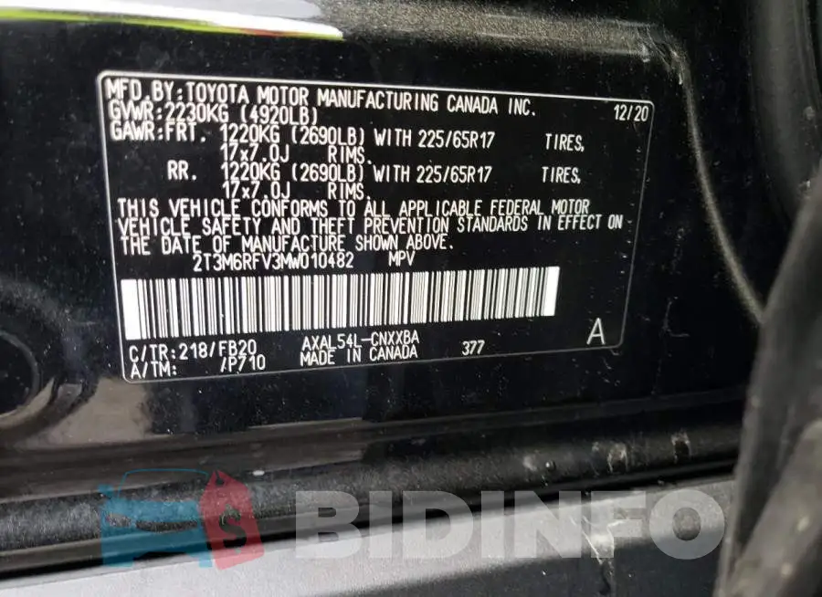 2T3M6RFV3MW010482 Photo# 12