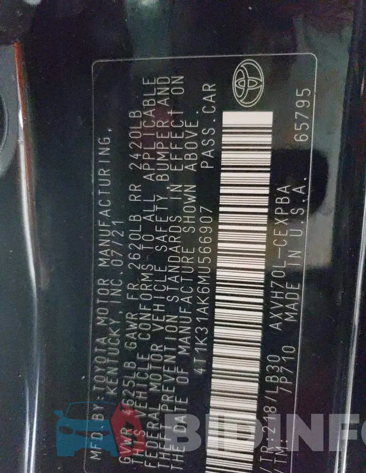 4T1K31AK6MU566907 Photo# 12