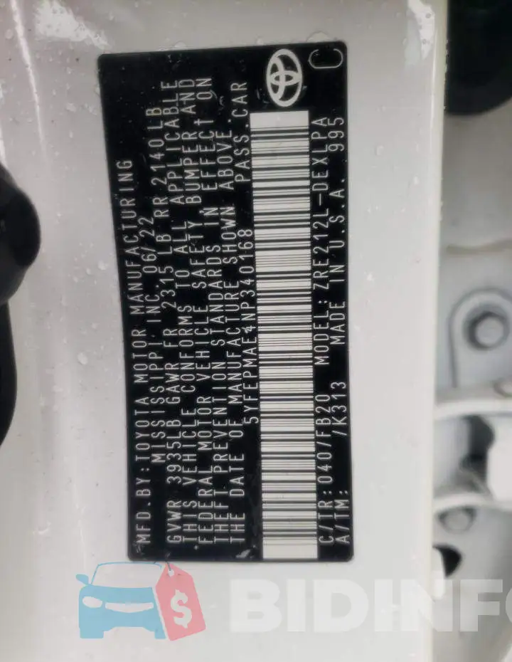 5YFEPMAE4NP340168 Photo# 12