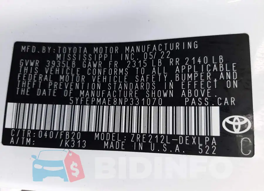 5YFEPMAE8NP331070 Photo# 12