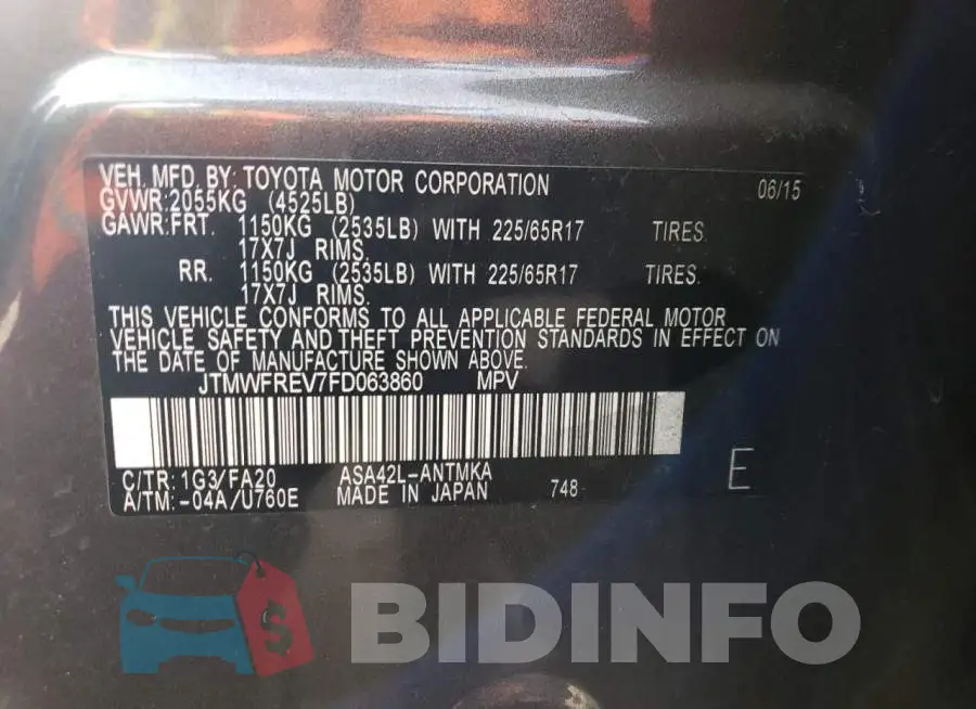 JTMWFREV7FD063860 Photo# 12