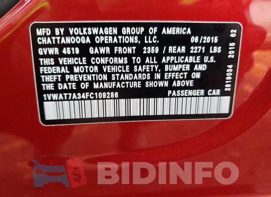 1VWAT7A34FC109286 Photo# 12