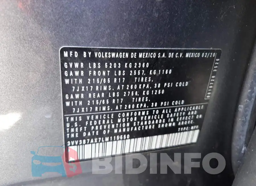 3VV3B7AX7LM115550 Photo# 13