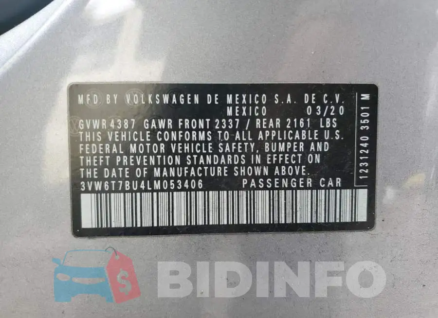 3VW6T7BU4LM053406 Photo# 12