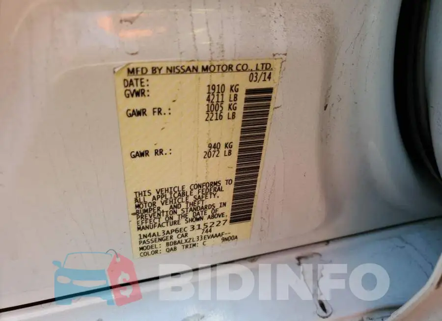 1N4AL3AP6EC315227 Photo# 13