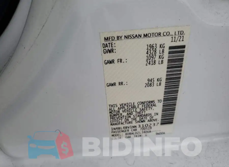 1N4BL4BV1NN310237 Photo# 12