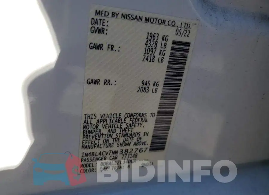 1N4BL4CV7NN382767 Photo# 12