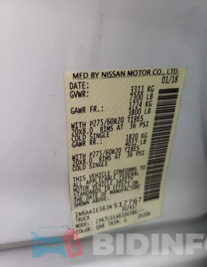 1N6AA1E56JN517767 Photo# 10