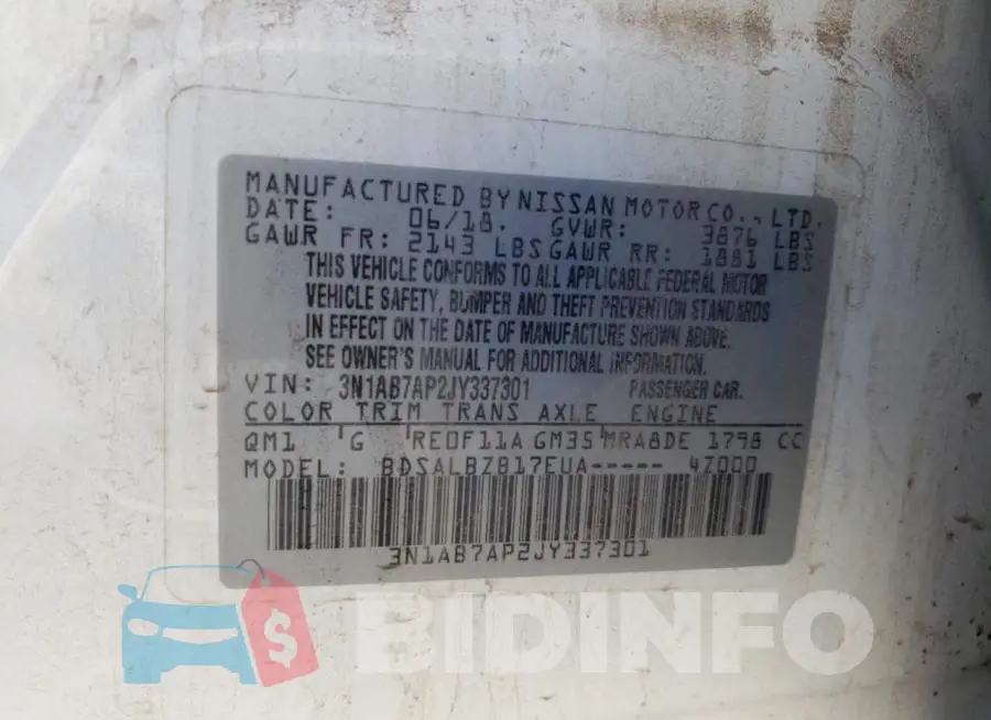 3N1AB7AP2JY337301 Photo# 12
