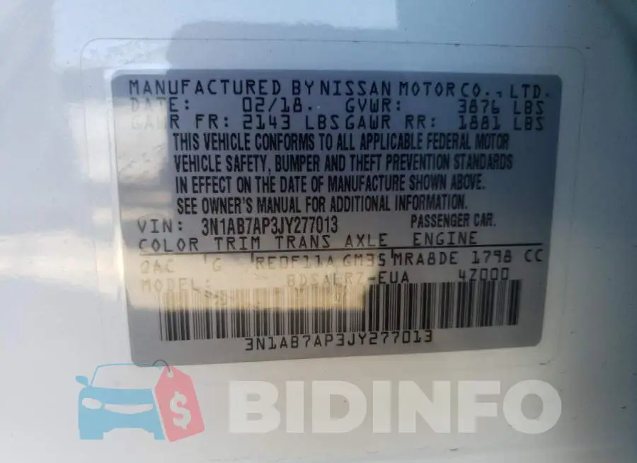 3N1AB7AP3JY277013 Photo# 13