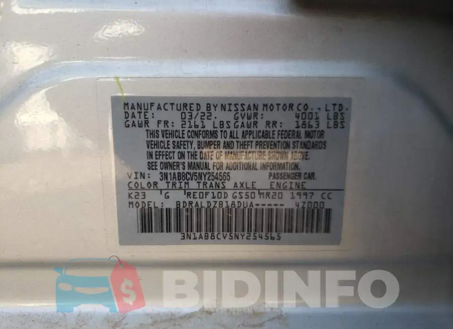 3N1AB8CV5NY254565 Photo# 12