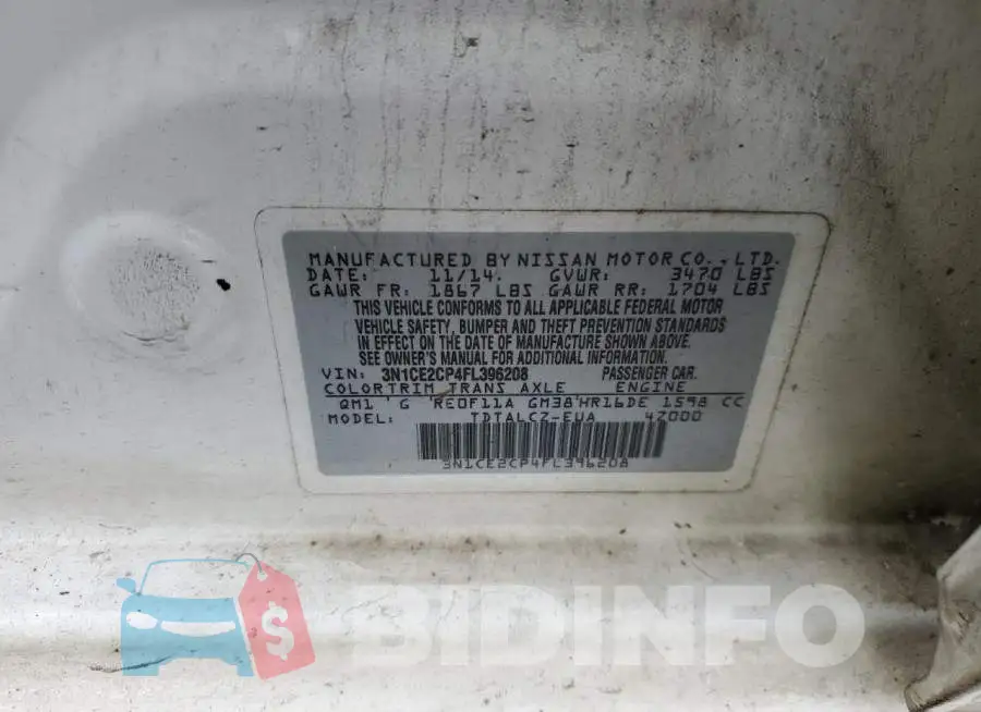 3N1CE2CP4FL396208 Photo# 12