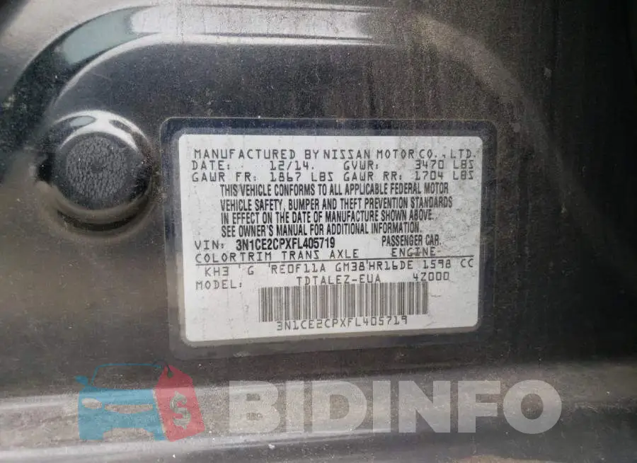 3N1CE2CPXFL405719 Photo# 12