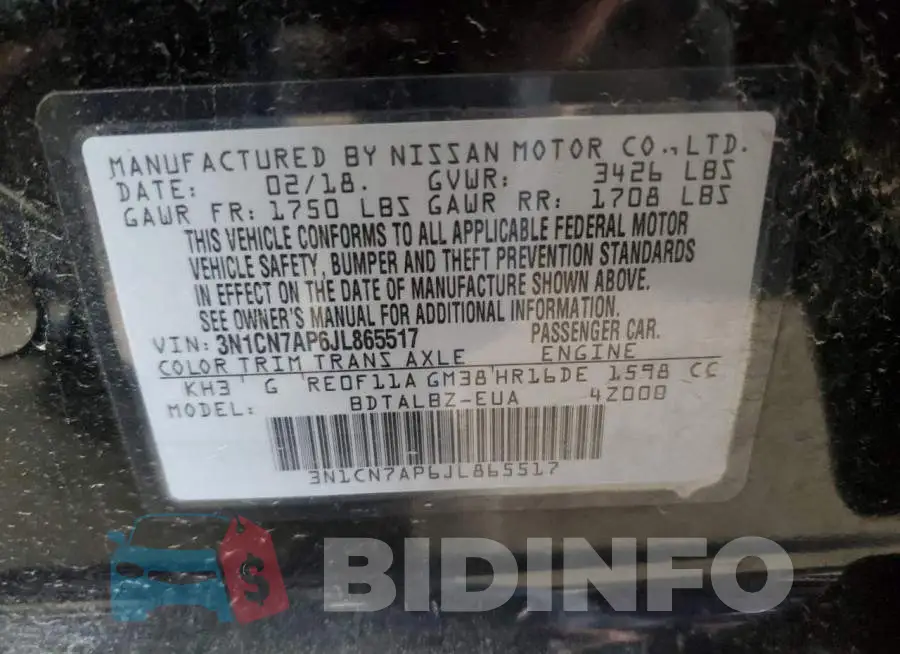 3N1CN7AP6JL865517 Photo# 13