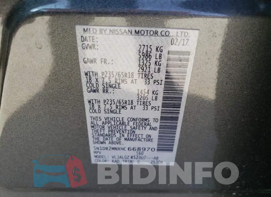 5N1DR2MNXHC668970 Photo# 13