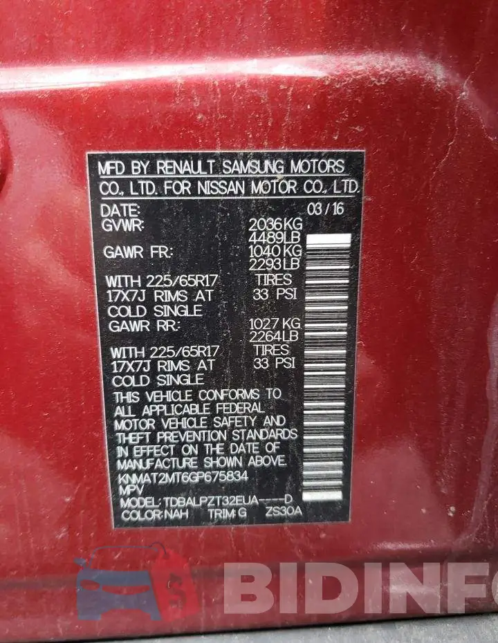 KNMAT2MT6GP675834 Photo# 14