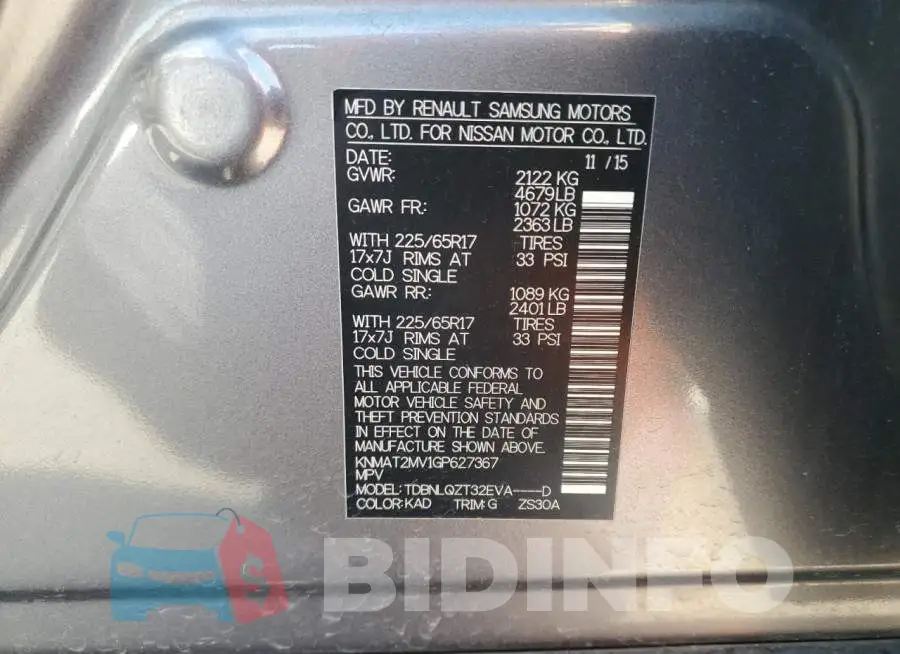 KNMAT2MV1GP627367 Photo# 12