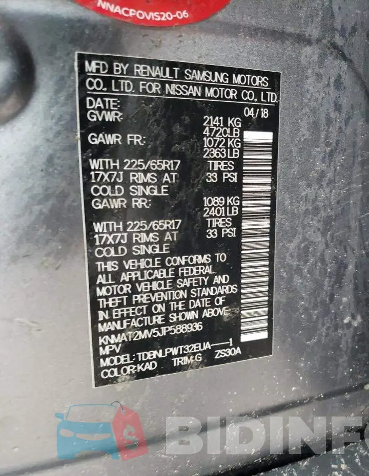 KNMAT2MV5JP588936 Photo# 13