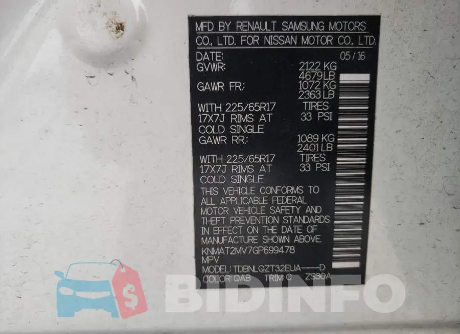 KNMAT2MV7GP699478 Photo# 13