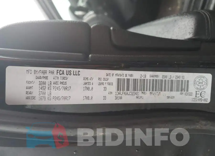 1C4RJFAG0JC323421 Photo# 13