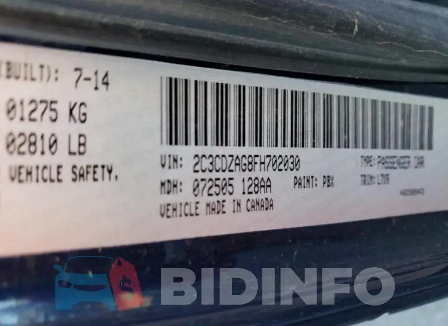 2C3CDZAG8FH702030 Photo# 13