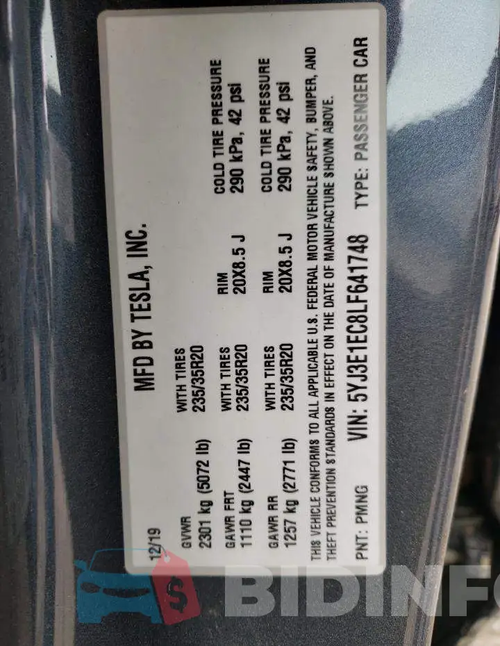 5YJ3E1EC8LF641748 Photo# 12
