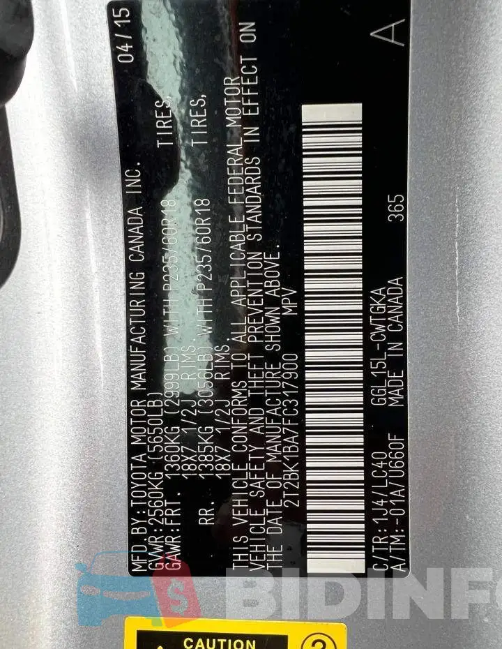 2T2BK1BA7FC317900 Photo# 10