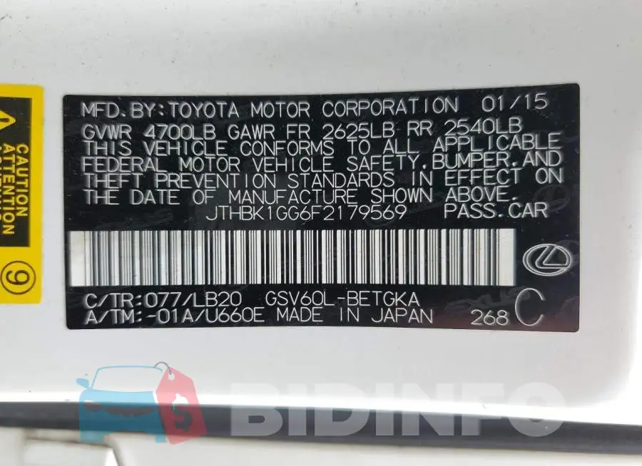 JTHBK1GG6F2179569 Photo# 10