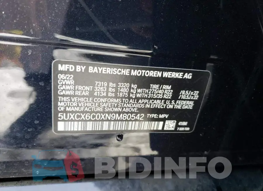 5UXCX6C0XN9M80542 Photo# 12