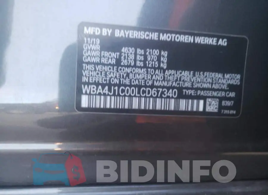 WBA4J1C00LCD67340 Photo# 13