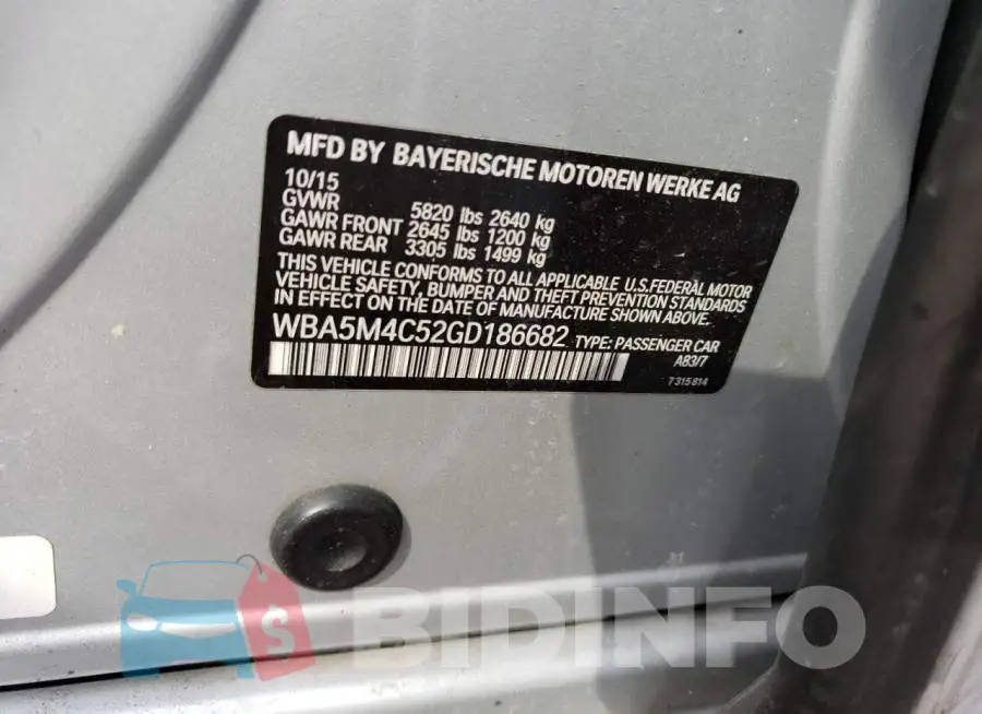 WBA5M4C52GD186682 Photo# 12