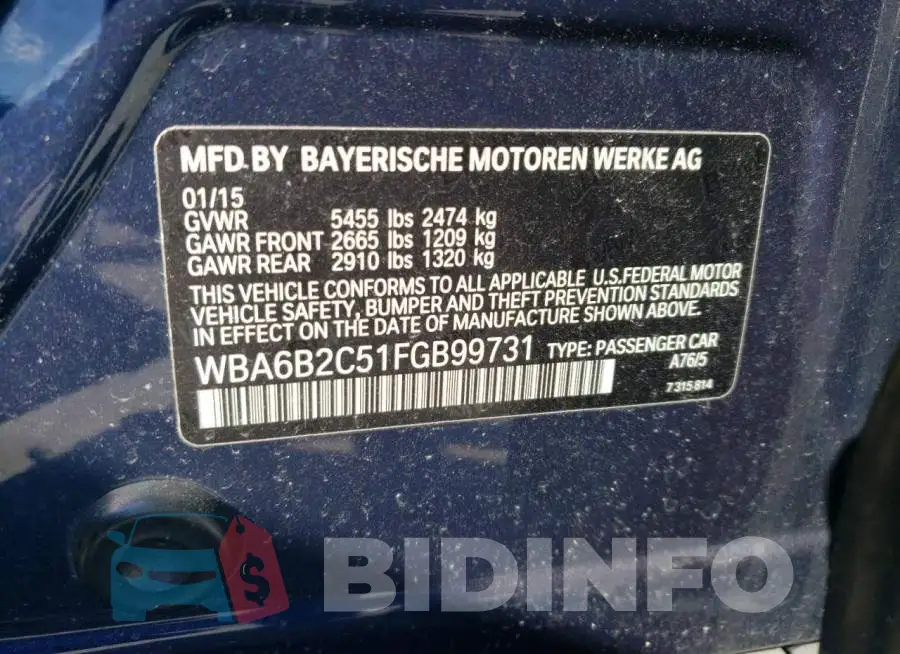 WBA6B2C51FGB99731 Photo# 12