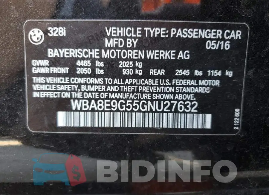 WBA8E9G55GNU27632 Photo# 12