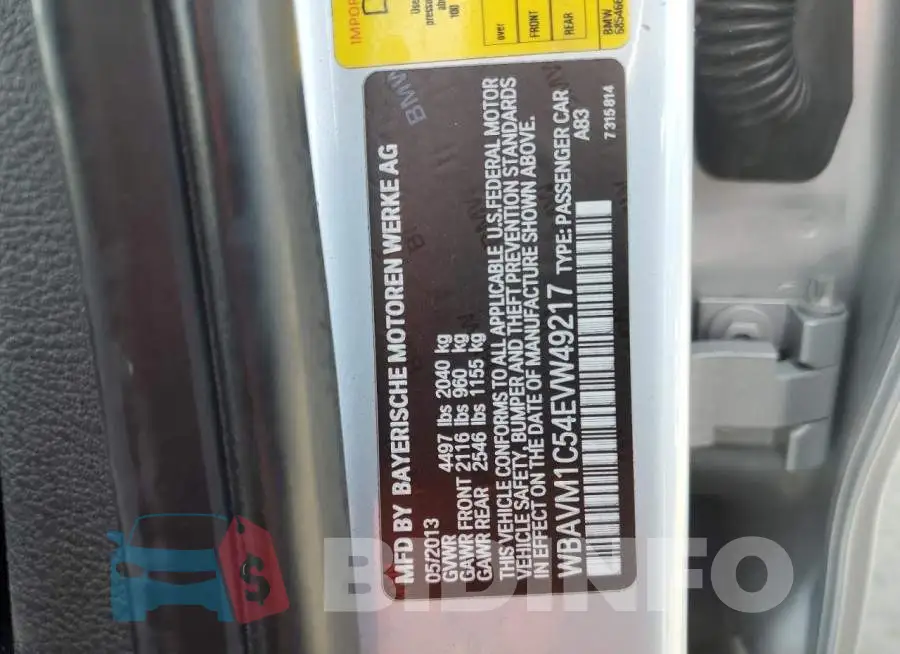 WBAVM1C54EVW49217 Photo# 12