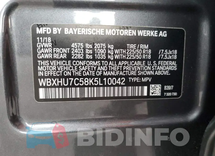 WBXHU7C58K5L10042 Photo# 13