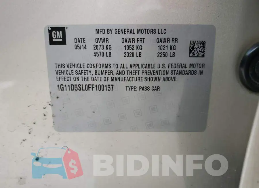 1G11D5SL0FF100157 Photo# 12