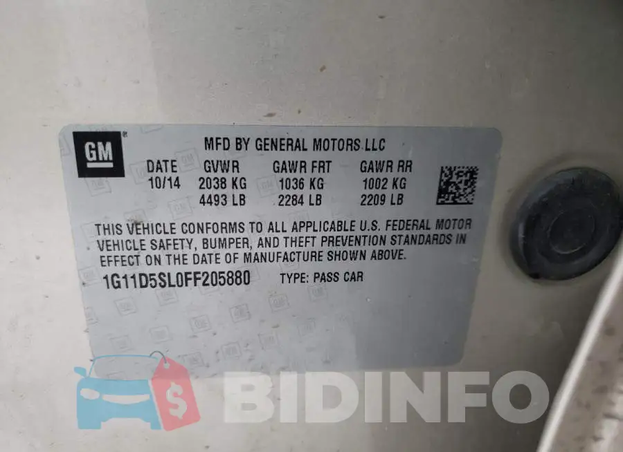 1G11D5SL0FF205880 Photo# 12