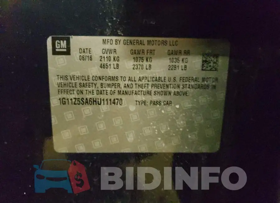 1G11Z5SA6HU111470 Photo# 12