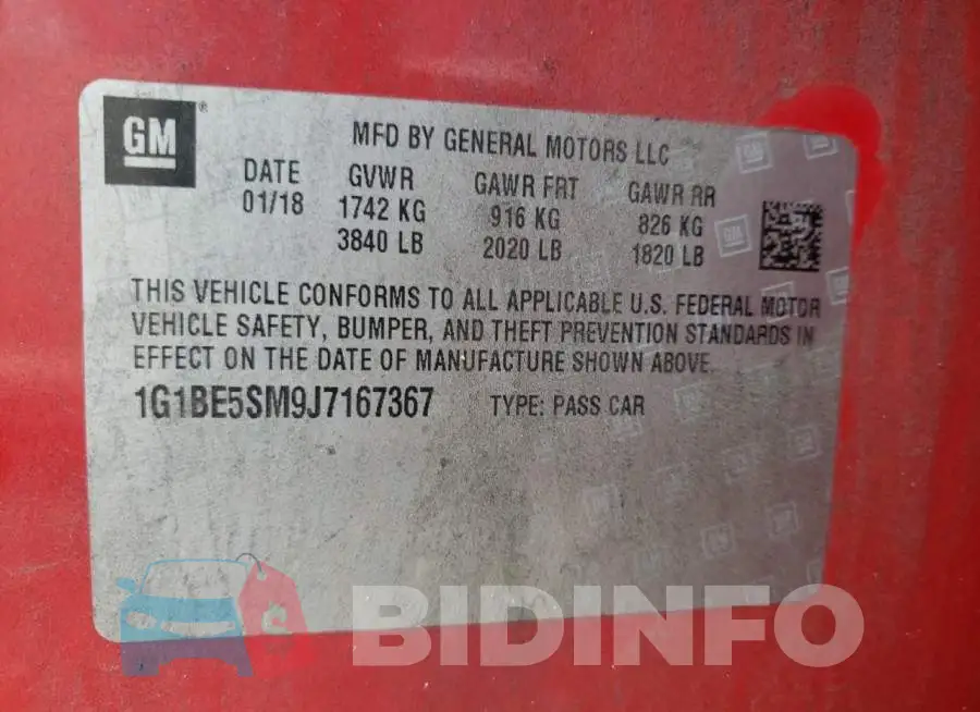 1G1BE5SM9J7167367 Photo# 12