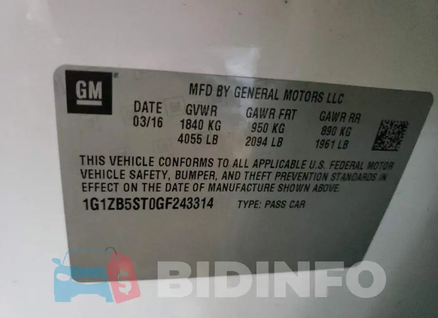 1G1ZB5ST0GF243314 Photo# 12