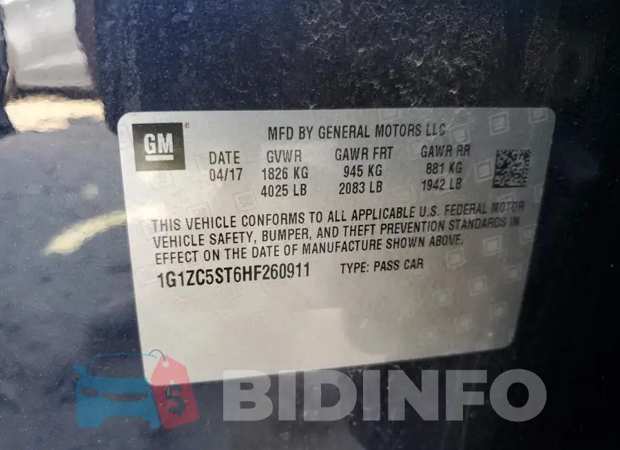 1G1ZC5ST6HF260911 Photo# 12