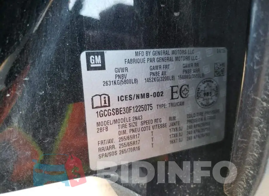 1GCGSBE30F1225075 Photo# 12