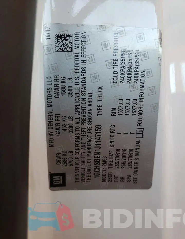 1GCHSBEN1J1147159 Photo# 10