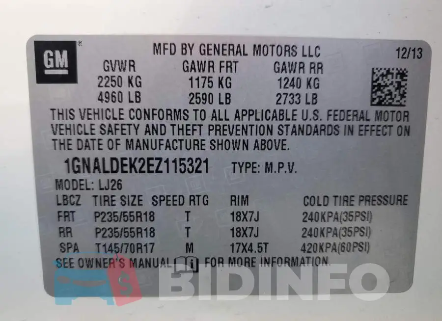 1GNALDEK2EZ115321 Photo# 13