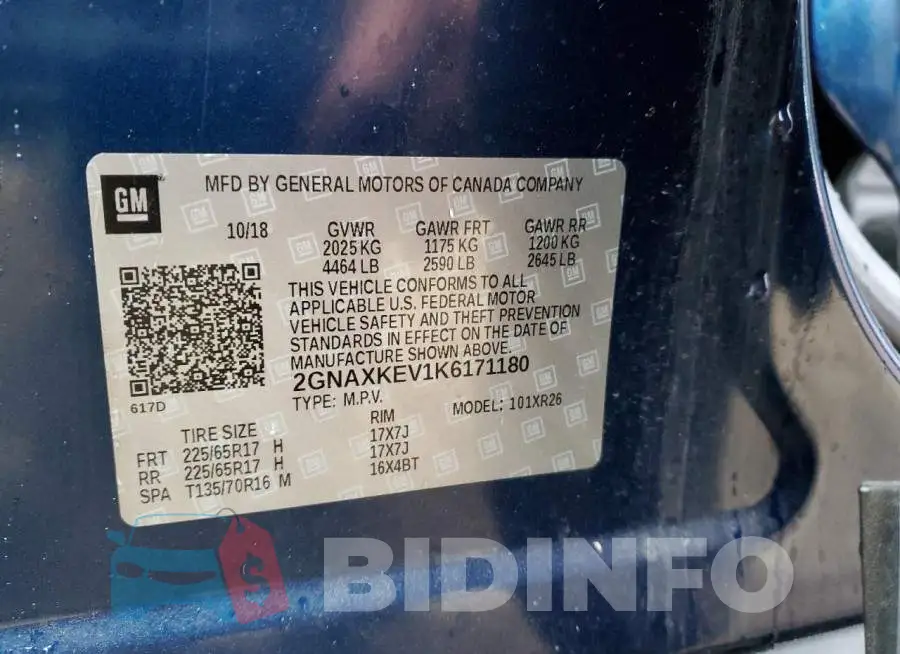 2GNAXKEV1K6171180 Photo# 12