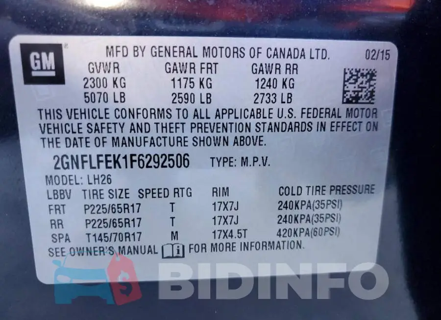 2GNFLFEK1F6292506 Photo# 12