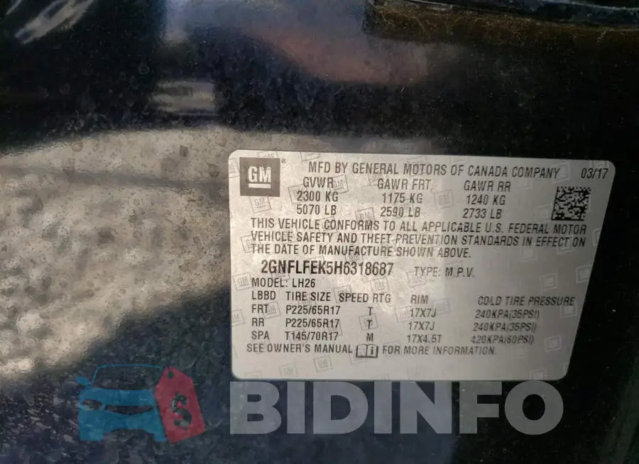 2GNFLFEK5H6318687 Photo# 10