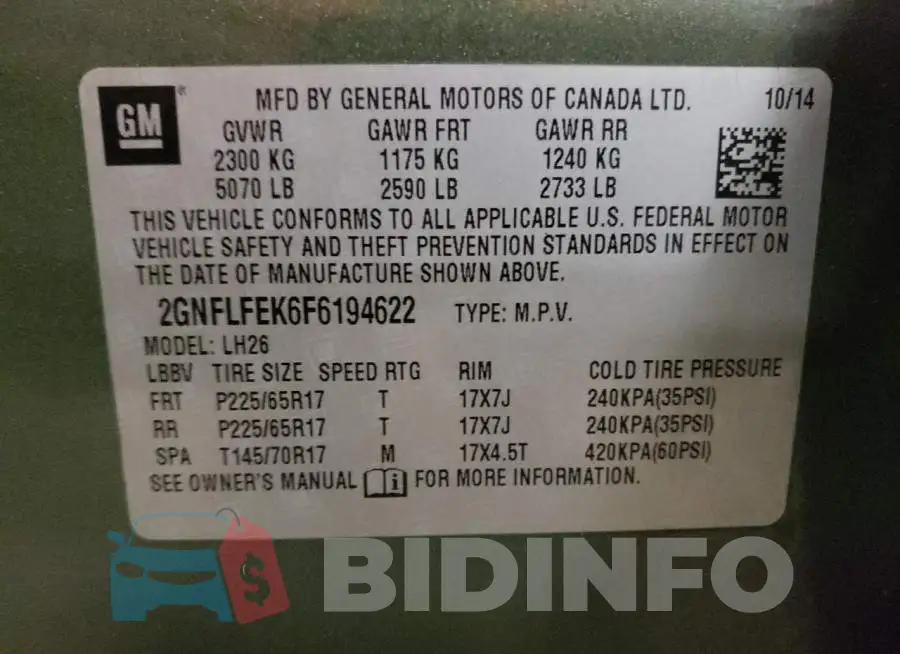 2GNFLFEK6F6194622 Photo# 12