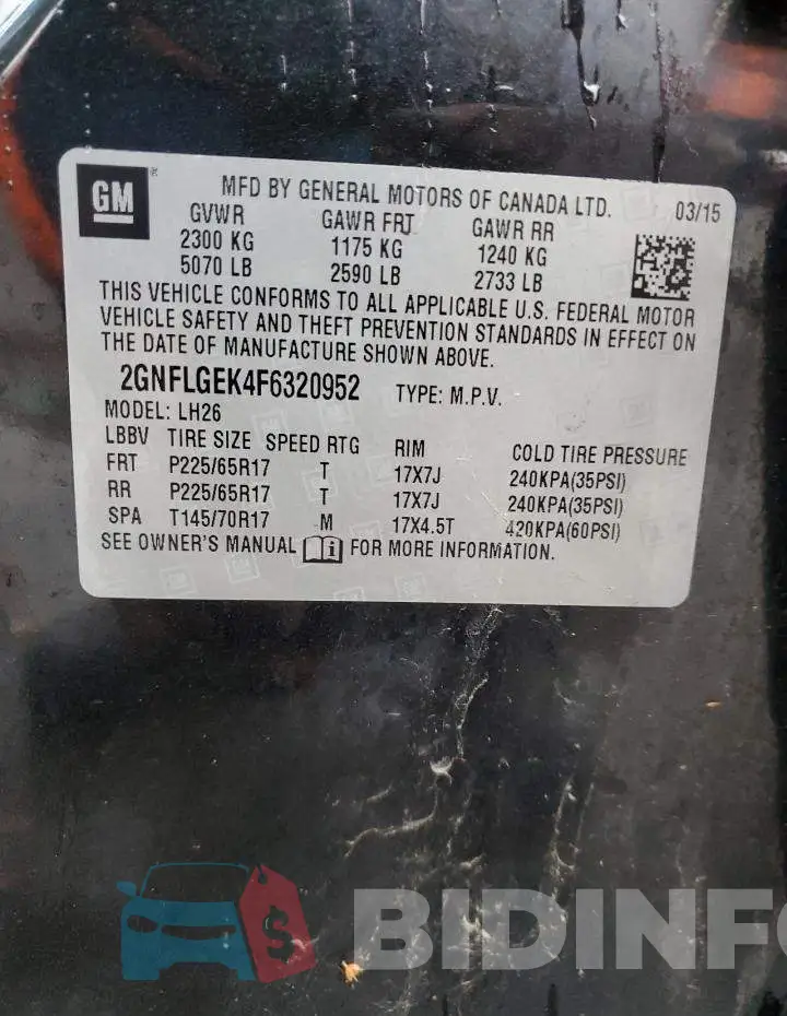2GNFLGEK4F6320952 Photo# 13