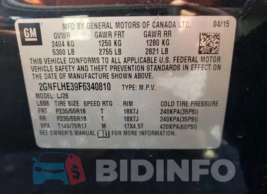 2GNFLHE39F6340810 Photo# 12